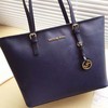 MICHAEL Michael Kors Jet Set Travel Saffiano Leather Top-Zip Tote Navy Blue