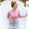 cropped running top in blush pink