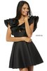 Ruffle Sleeves Black 2018 Sherri Hill A-Line Cocktail Dresses 52360 V Neckline