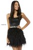 2018 Scoop Neck Black Sherri Hill A-Line Short Feathers Prom Dresses 52350