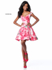 Cap Sleeves Pink Sherri Hill Taffeta Homecoming Dresses 51793 Floral Printed 2018
