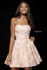 2018 Blush Strapless Short Floral Print Cocktail Dresses Sherri Hill 52337