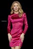 Sherri Hill 2018 Berry 52168 Short Satin Homecoming Gowns Long Sleeves
