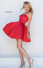 Cheap Strapless Mini Pleated Red Prom Dress In Sherri Hill Style 50228