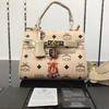 MCM Mini Ketty Rabbit Visetos Satchel In Beige