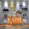 MCM Heritage Visetos Boston Bag In Brown