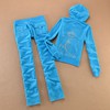 Juicy Couture Studded JC Logo Crown Velour Tracksuit 8605 2pcs Women Suits Sky Blue