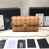 MCM Millie Visetos Studs Flap Crossbody Bag In Brown