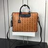 MCM Large Nomad Leather Briefcase In Brown