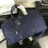MCM Large Dieter Monogrammed Nylon Weekender In Navy Blue