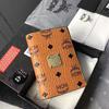 MCM Visetos Bifold Leather Card Holder In Brown