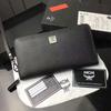MCM Large Color Visetos Leather Clutch Wallet In Black