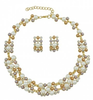 Artificial Pearl Rhinestone Decoration Necklace Earrings Set - Multi-a