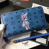 MCM Rabbit Visetos Leather Long Wallet In Washed Blue