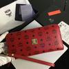 MCM Heritage Visetos Leather Long Wallet In Red