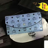 MCM Large Color Visetos Trifold Leather Long Wallet In Washed Blue