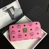 MCM Color Visetos Leather Long Wallet In Pink