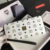 MCM Heritage Visetos Leather Long Wallet In White