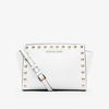 MICHAEL Michael Kors Selma Medium Studded Saffiano Leather Messenger White