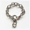 Cheap Michael Kors Silver-Tone Crystal Padlock Charm Toggle Bracelet