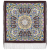Многоцветная шаль из уплотненной шерстяной ткани с шелковой бахромой "Злато-серебро", вид 17, 148х148см