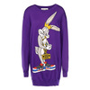 Moschino Looney Tunes Bugs Bunny Women Long Sleeves Short Dress Purple