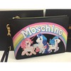 Moschino My Little Pony Women Large Leather Clutch Black