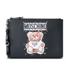 Moschino Safety Pin Teddy Women Leather Clutch Black