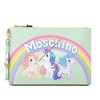 Moschino My Little Pony Women Large Leather Clutch Green