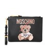 Moschino Paper Bear Women Leather Clutch Black