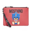 Moschino Transformer Bear Women Leather Clutch Red
