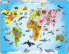 Карта мира с животными, 28 деталей, Larsen