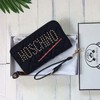 Moschino Studded Logo Women Quilted Techno Fabric Wallet Black