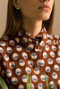 Рубашка Черешня из хлопка с принтом "Котики" коричневая