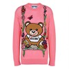 Moschino Botanical Bear Womens Long Sleeves Sweater Pink