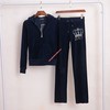 Juicy Couture Crown VIVA LA GLAM Velour Tracksuit 2pcs Women Suits Navy Blue