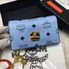 MCM Medium Visetos Heritage Trifold Wallet In Washed Blue