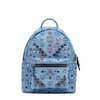 MCM Small Stark M Studs Visetos Backpack In Washed Blue