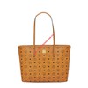 MCM Medium Anya Visetos Top Zip Shopper Tote In Brown
