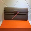 Hermes Kelly Wallet Epsom Leather Gold Hardware In Grey