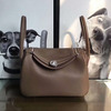 Hermes Lindy Bag Clemence Leather Palladium Hardware In Coffee