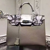 Hermes Birkin Bag Serpentine Leather Gold Hardware In Grey