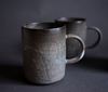 Laima ceramics - GREY on black STRAIGHT mug with handle- Tea or coffee cup