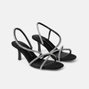 Evening Crystal Black Heel Sandal