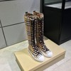 Burberry House Check Canvas Knee-high Boots In Beige