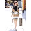 Burberry Stripe Knit Outfit In Camel