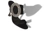 MANOLO BLAHNIK FIBIONA Black Moiré Crystal Buckled Mules