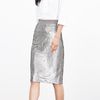 Sequin metallic pencil skirt