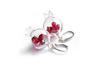 Hollow pomegranate lampwork dangle earrings with pomegranate seeds inside (925 silver)