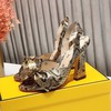 Fendi Karligraphy Sandals 90 In Python Leather Brown